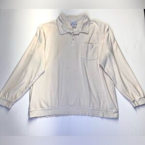 Vintage Irvine Park Velour‎ Shirt in Mens XL retro 80s Cream Mobster Pocket Polo